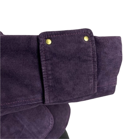 BERNARDO PURPLE SUEDE SNAP BUTTON STAND COLLAR RACING JACKET - Picture 13 of 16